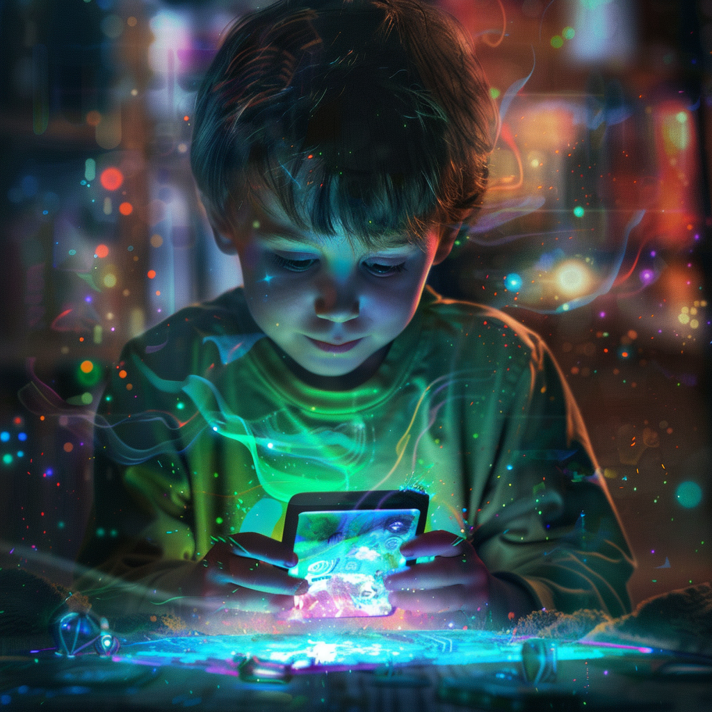 a_realistic_image_of_a_child_playing_with_an_app_on a phone