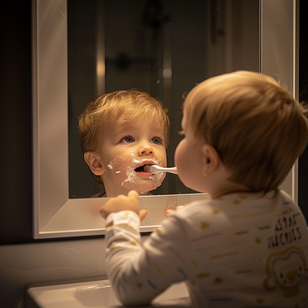 a_child_looking_in_the_mirror_brushing_his_teeth